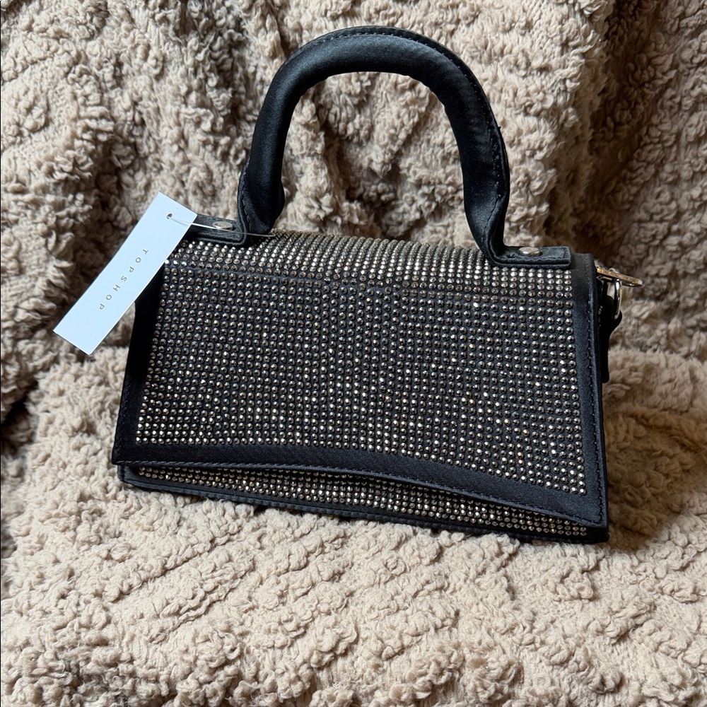 Topshop Black and Silver Crossbody Bag
